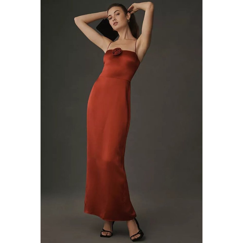 Reformation Frankie Dress in Sangre Rosette